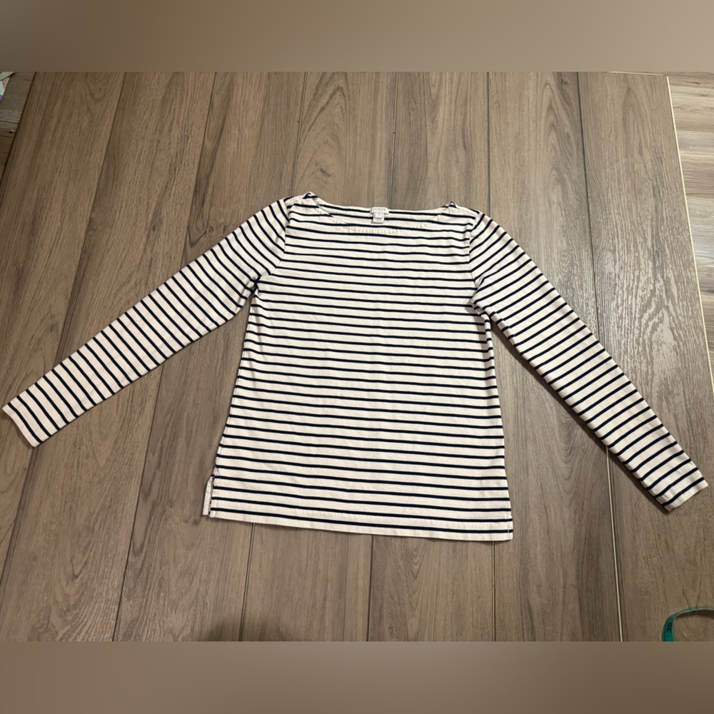 J. Crew Navy and Cream Striped Top